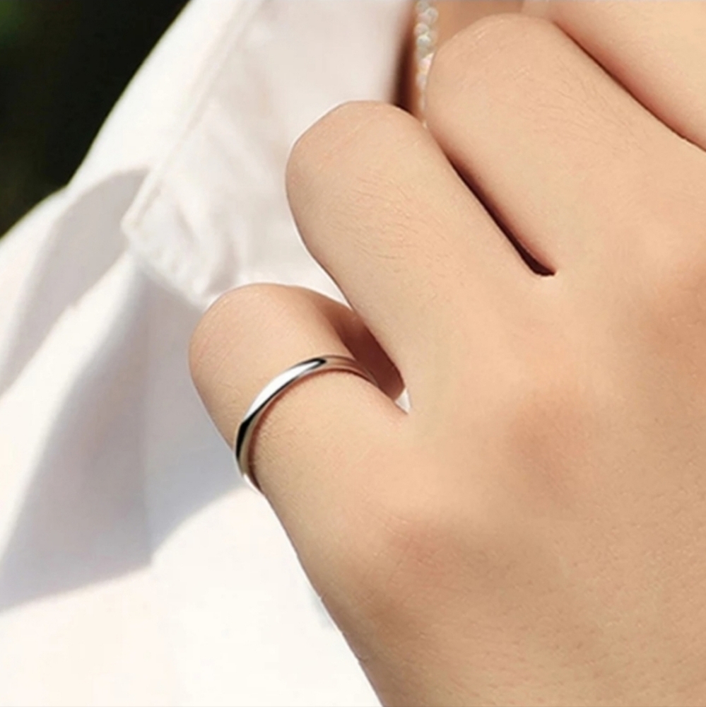 Titanium Steel 2mm Thin Simple Band Silver - Picture 2 of 4